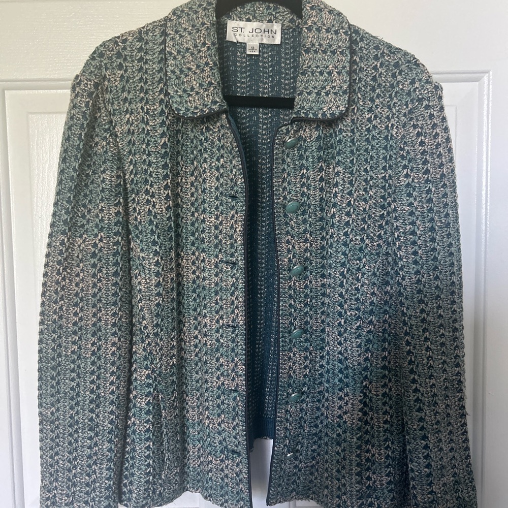 St. John Collection Santana Knit Tweed Jacket Size 12 - Picture 9 of 9